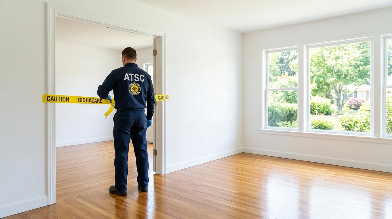 Certified biohazard cleanup crew performing Trauma Scene Cleanup in Laurence Harbor